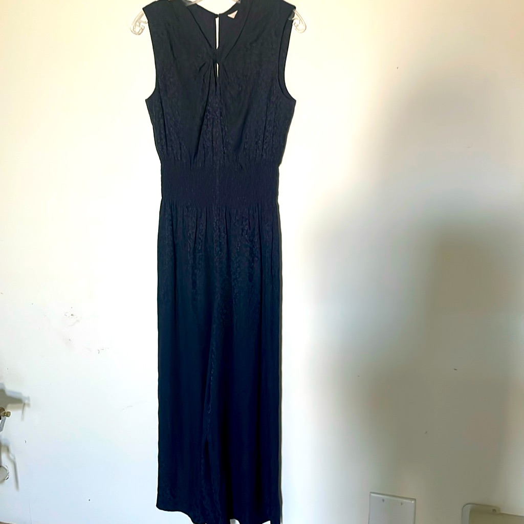 Rebecca Taylor,100% Silk, Leopard-Printed Jumpsuit, Navy Blue Size M